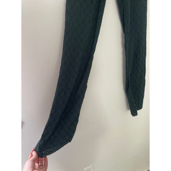 Free People Ona Lace Wide Leg Pants XS Green Crochet Boho Festival Flare - Picture 4 of 7